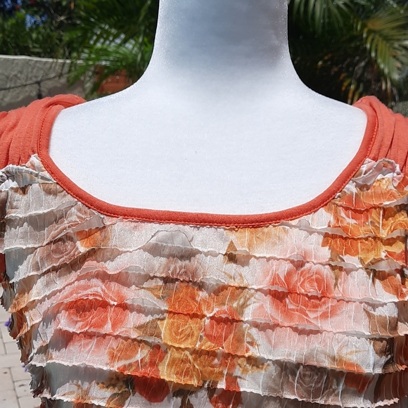 AGB Floral Design Ruffle Tank Top  Size  XL - Picture 5 of 11
